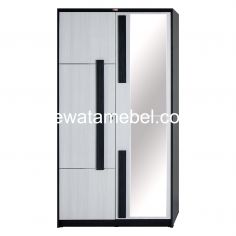 Wardrobe 2 Doors + Mirror - ACTIV Kofi LP 205 / Zalkova - Tsugawood Ash